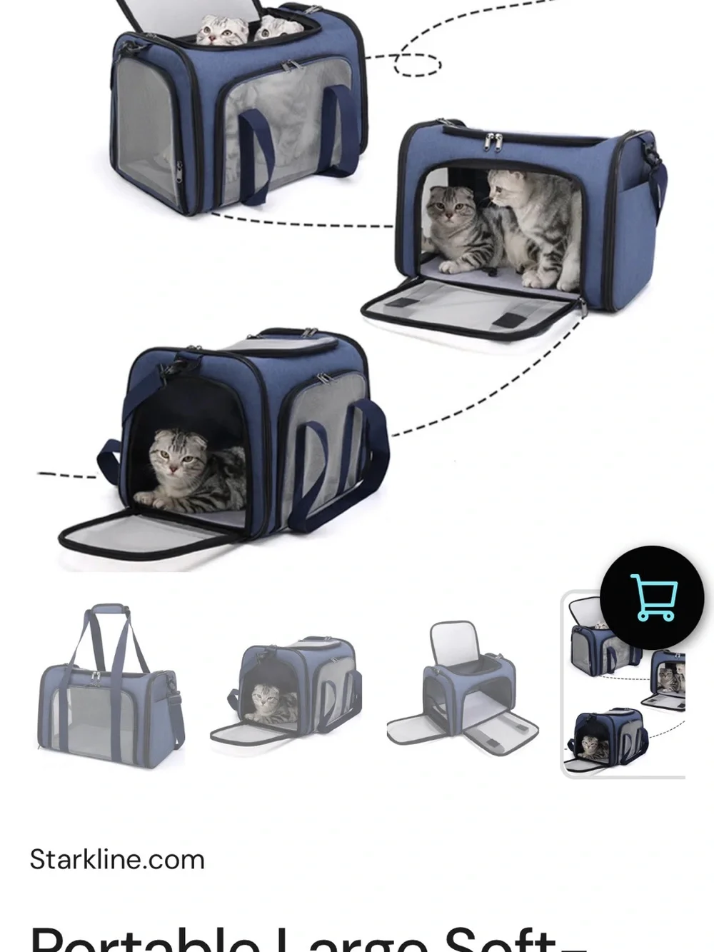 Starkline Blue Portable Large Soft Sided Pet Carrier Dogs Cats Small Animals NEW